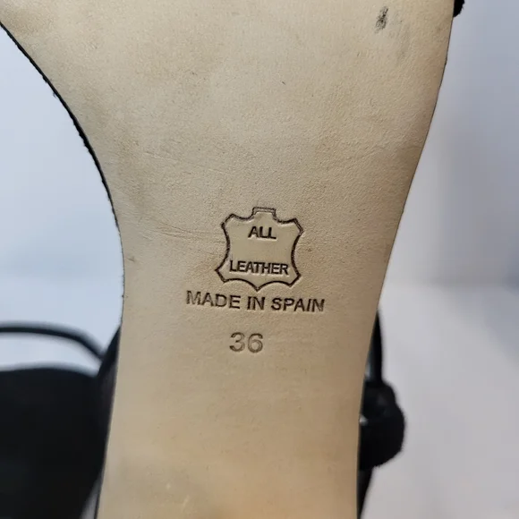 La Canadienne Pola black suede square stappy sandal 36 Stuart Weitzman soirée 35 - Picture 16 of 16